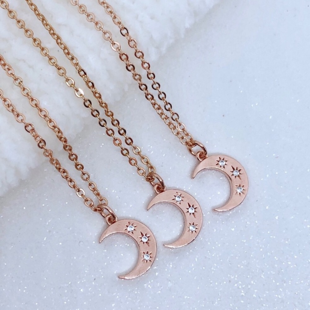 🖤Host Pick🖤 Rose Gold Pave Moon Necklace - Picture 3 of 6